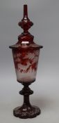A Bohemian ruby glass goblet and cover, height 40cmCONDITION: Good condition