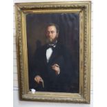Early 20th century Continental School, oil on canvas, Half length portrait of a gentleman smoking