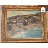 Ernest Knight (1915-1995), oil on canvas board, Cornish cove (Cadgwith, Cornwell), signed, 28 x