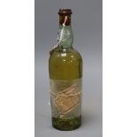 One bottle of vintage yellow Grande Chartreuse Liqueur, circa 1951-56, remnants of label