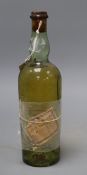 One bottle of vintage yellow Grande Chartreuse Liqueur, circa 1951-56, remnants of label