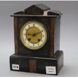 A Victorian slate mantel clock, height 28cm
