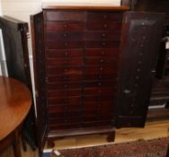 A Victorian mahogany collectors cabinet, interior fitted 30 drawers, W.72cm, D.52cm, H.142cm