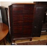 A Victorian mahogany collectors cabinet, interior fitted 30 drawers, W.72cm, D.52cm, H.142cm