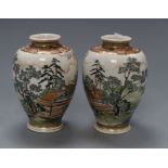 A pair of Satsuma vases, height 15cmCONDITION: Fine crazing visible throughout, otherwise no