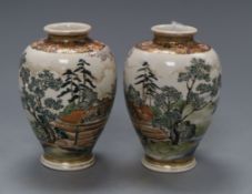 A pair of Satsuma vases, height 15cmCONDITION: Fine crazing visible throughout, otherwise no