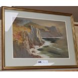 Baragwanath King (1864-1939), gouache and watercolour, 'The Lands End', signed, 29 x 42.