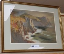 Baragwanath King (1864-1939), gouache and watercolour, 'The Lands End', signed, 29 x 42.