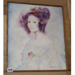 Ellinor Michel (1939-07), oil on canvas, Lady with flowers in her hair, signed and dated 1970, 40