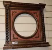 A 20th century 17th century style picture frame, with circular aperture, height 57cm, width 59cm,