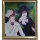 Ellinor Michel (1939-07), oil on canvas, Portrait of two ladies, signed and dated 1979, 90 x