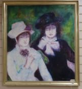 Ellinor Michel (1939-07), oil on canvas, Portrait of two ladies, signed and dated 1979, 90 x