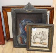 A group of assorted prints including White Tartarian camel and an oil of an Arab by G.C. Vad