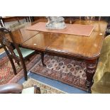 A Victorian mahogany extending dining table, L.280cm extended (three spare leaves) D.125cm, H.72cm