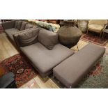 An Italian B & B grey fabric sofa, chaise and footstool, sofa W.230cm, D.95cm, H.70cm