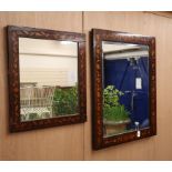 Two 19th century Dutch floral marquetry inlaid wall mirrors, largest W.76cm H.94cm