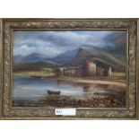 James Hewitt?, oil on board, Inverlochy Castle, Highland, Scotland, inscribed verso, 30 x