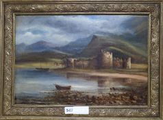 James Hewitt?, oil on board, Inverlochy Castle, Highland, Scotland, inscribed verso, 30 x