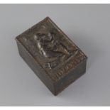 Anti-slavery interest: An early 19th century cast iron tobacco box with inner lid, initialled 'E.