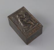 Anti-slavery interest: An early 19th century cast iron tobacco box with inner lid, initialled 'E.