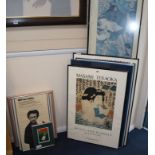 A group of assorted posters and prints; Framed, Glazed & Mounted Japanese Print, Signed Nuria and