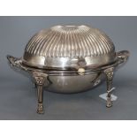 A silver plated revolving breakfast dish, height 21cm