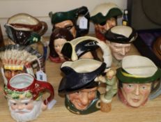 Eleven Royal Doulton and other large character jugs, including Monty, North American Indian, Dick
