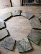 A garden York stone circle, comprising nine slabs