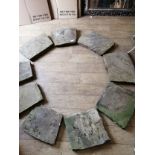A garden York stone circle, comprising nine slabs