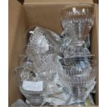 Four Stuart cut glass goblets, ten champagne and eight wine glasses