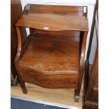 A George III mahogany serpentine commode, W.58cm D.50cm H.80cm Condition: All surfaces scratched and