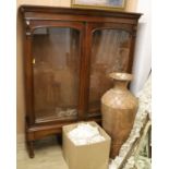 A Victorian mahogany bookcase cabinet on stand, W.138cm