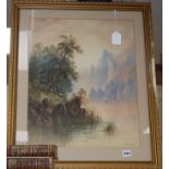 Edwin Earp (1851-1945), watercolour, Norwegian fjord, signed and dated 1883, 51 x 41cmCONDITION: