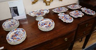 An early 19th century Masons Ironstone dessert service some pieces marked