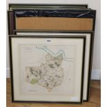 Seven late 18th/early 19th century coloured engraved maps of Hundreds from Hasted's History of