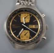 A gentleman's 1970's? stainless steel Seiko chronograph automatic 'John Player Special' wrist watch,