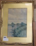 Robert W.Fraser (1848-1906), watercolour, 'On the Ouse', signed and dated '84, 27 x 18cmCONDITION: A