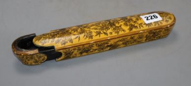 A painted wood scribe's box, length 25cm