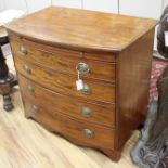 A George III mahogany bowfront chest with brushing slide, W.92cm D.58cm H.82cmCONDITION: The top has