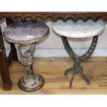 A pair of iron side tables, larger Diameter 38cm