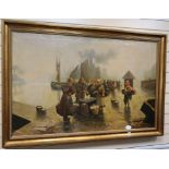 Adolf Baumgartner (1893-1939), oil on canvas, Dutch fisherfolk, signed, 80 x 128cmCONDITION: