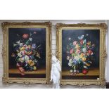 A pair of large oil still lifes, initialled 'AM', 105 x 79cmCONDITION: Both in good clean condition,