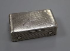 A late 18th/early 19th century French engraved and reeded white metal rectangular musical box (a.