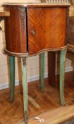 A French satinwood kidney shaped bedside cupboard, W.48cm, D.32cm, H.76cm