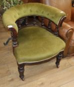 A Victorian oak library chair