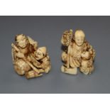 Two Japanese ivory netsuke, tallest 4cm