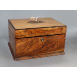 A walnut work box, height 16.5cmCONDITION: The top of the box is sun bleached and now a different