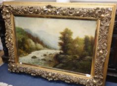 W. Olbrich, oil on canvas, Mountain stream, signed, 67 x 104cmCONDITION: Oil on original canvas