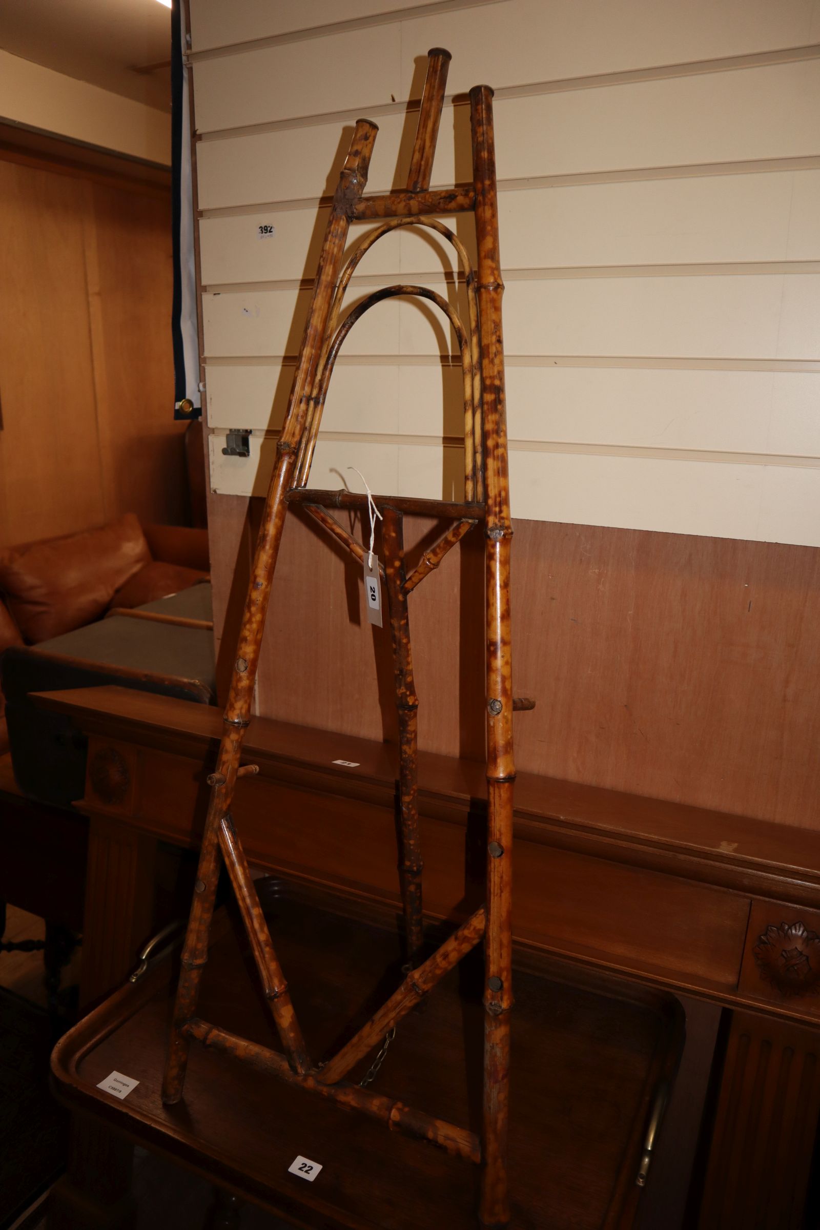 A Victorian bamboo easel, W.43cm H.115cm - Image 2 of 2