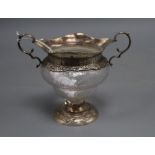 A late Victorian silver mounted glass two handled inverted pear shaped vase, Charles Edwards, London